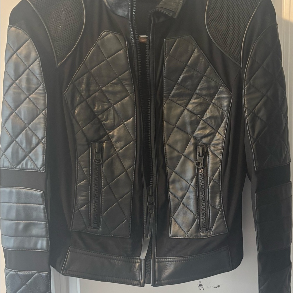 Blanc Noir Black Leather Jacket